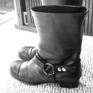 Chanel soft leather boots.Quilted toe cap.....